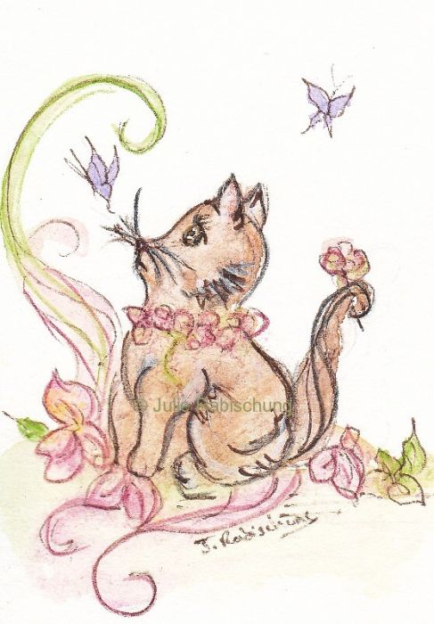 cute spring kitty by Julie Rabischung